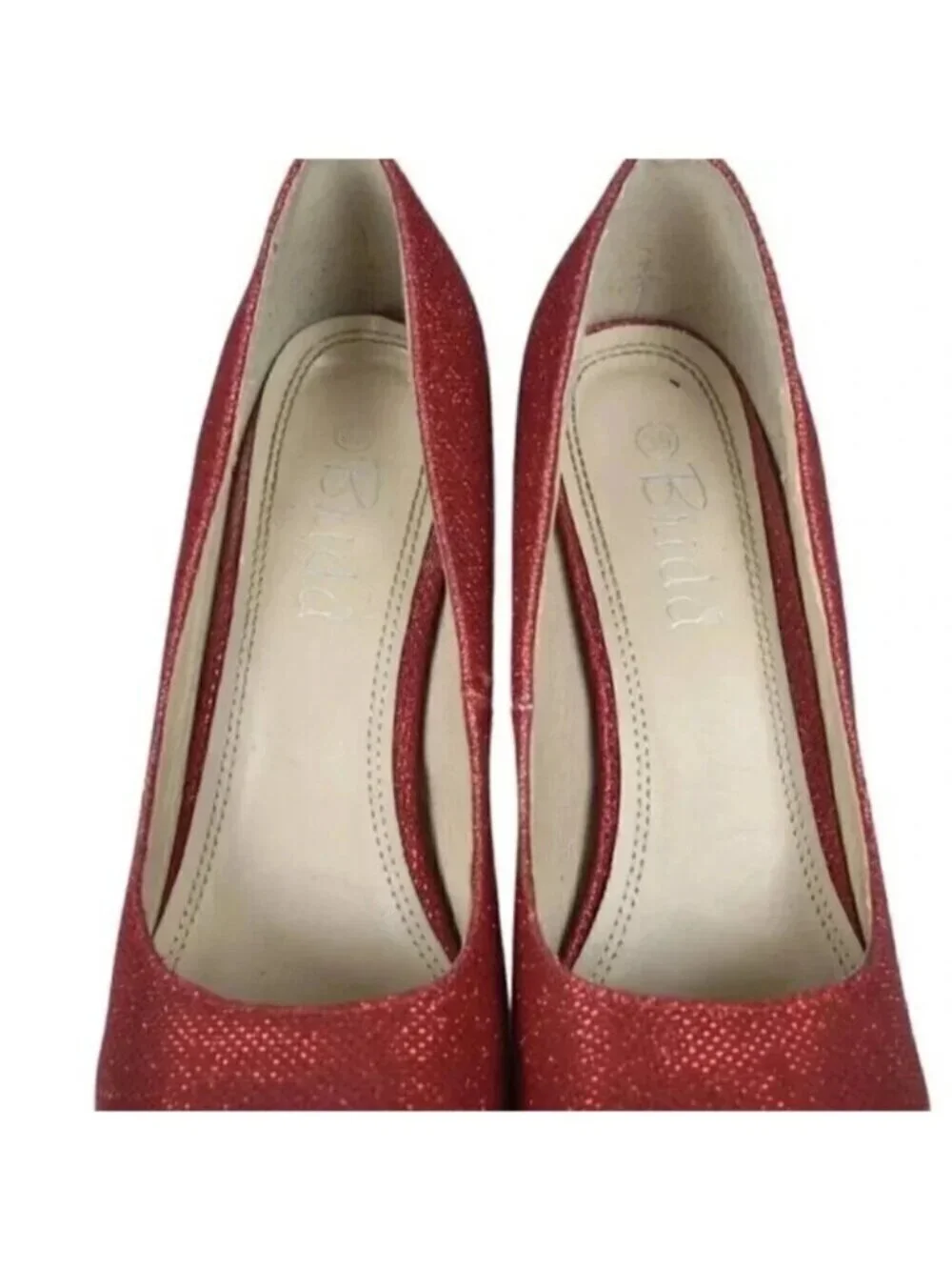 Brida Red Glitter Platform  Heels Stilettos Glitter Closed Toe Size 39 - Picture 6 of 12